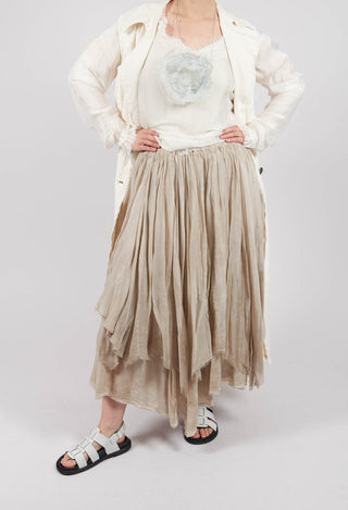 Maxi Skirt with Asymmetric Hem in Sand Shell