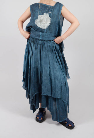 Maxi Skirt with Asymmetric Hem in Blue Matisse