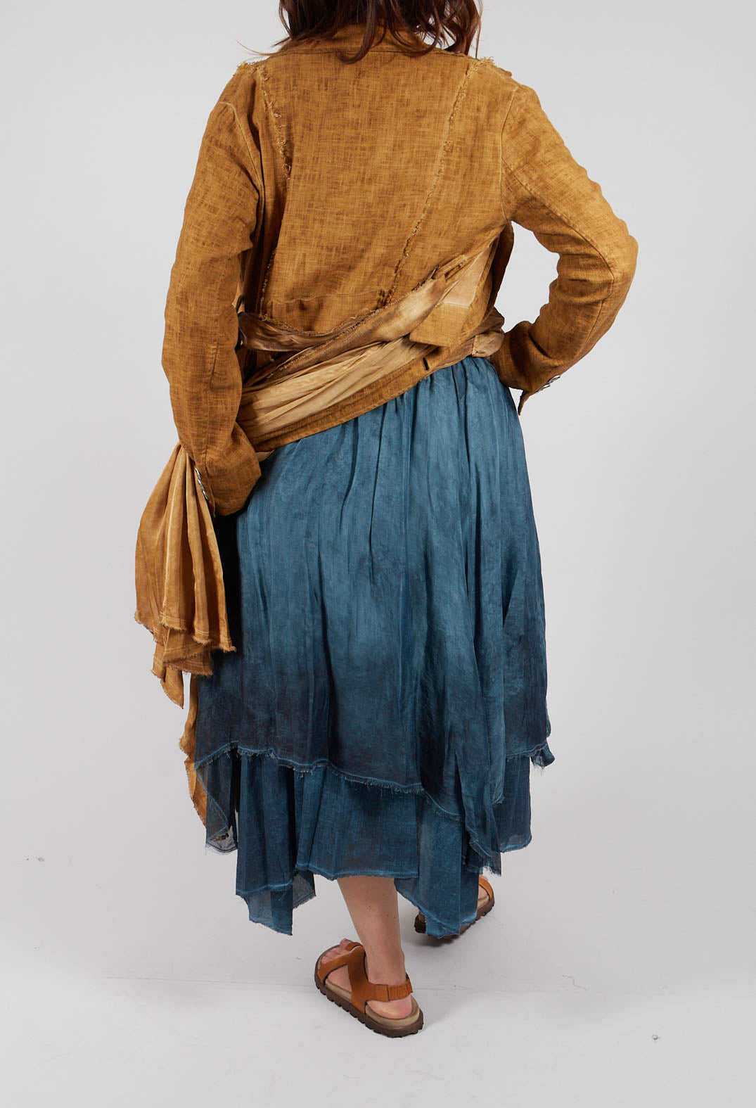 Maxi Skirt with Asymmetric Hem in Blue Matisse