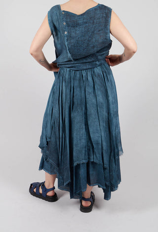 Maxi Skirt with Asymmetric Hem in Blue Matisse