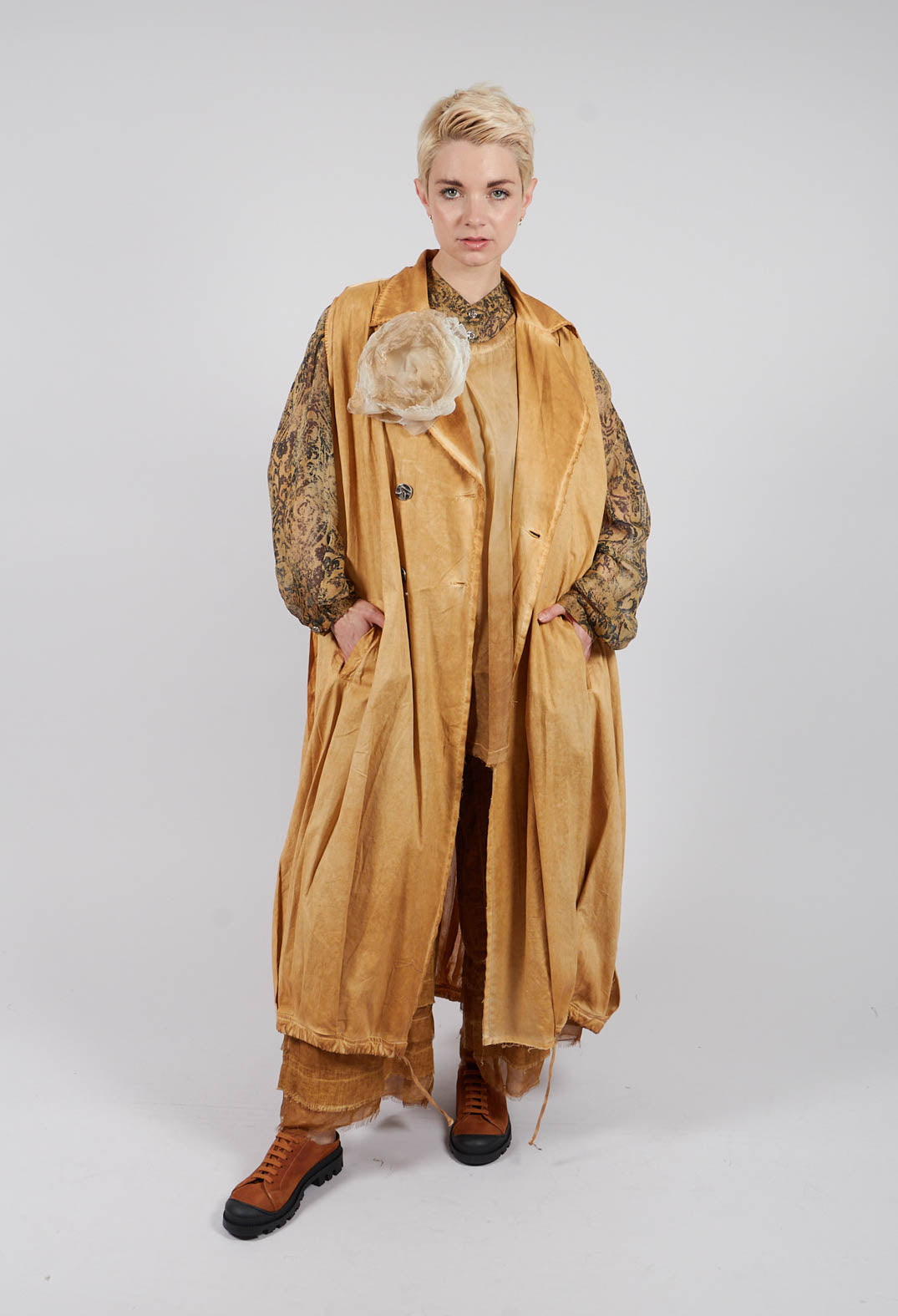 Double Breasted Gilet in Bronze Honey