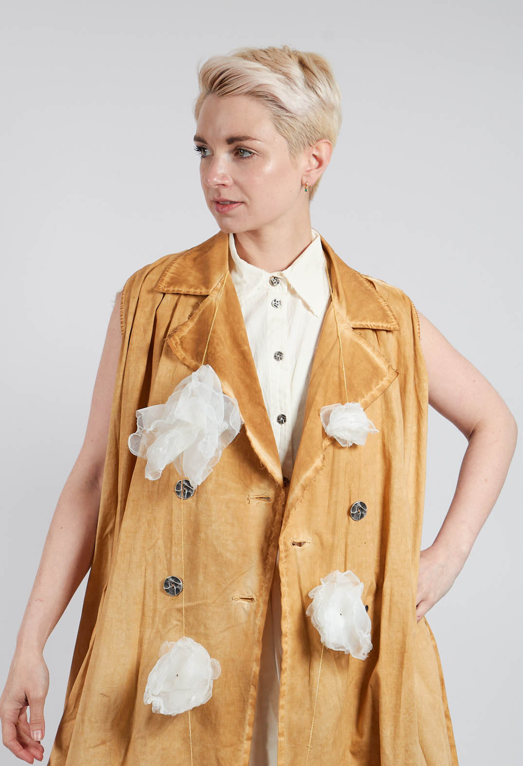 Double Breasted Gilet in Bronze Honey
