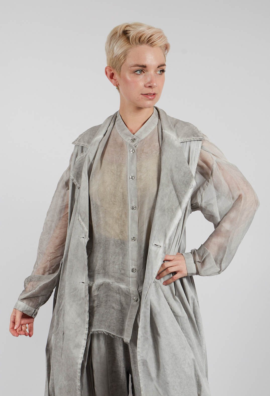 Double Breasted Gilet in Grey Shadow