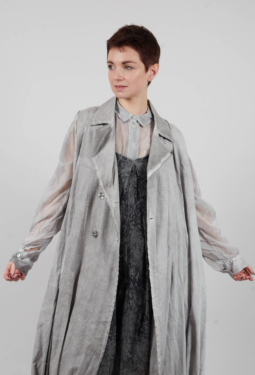 Double Breasted Gilet in Grey Shadow