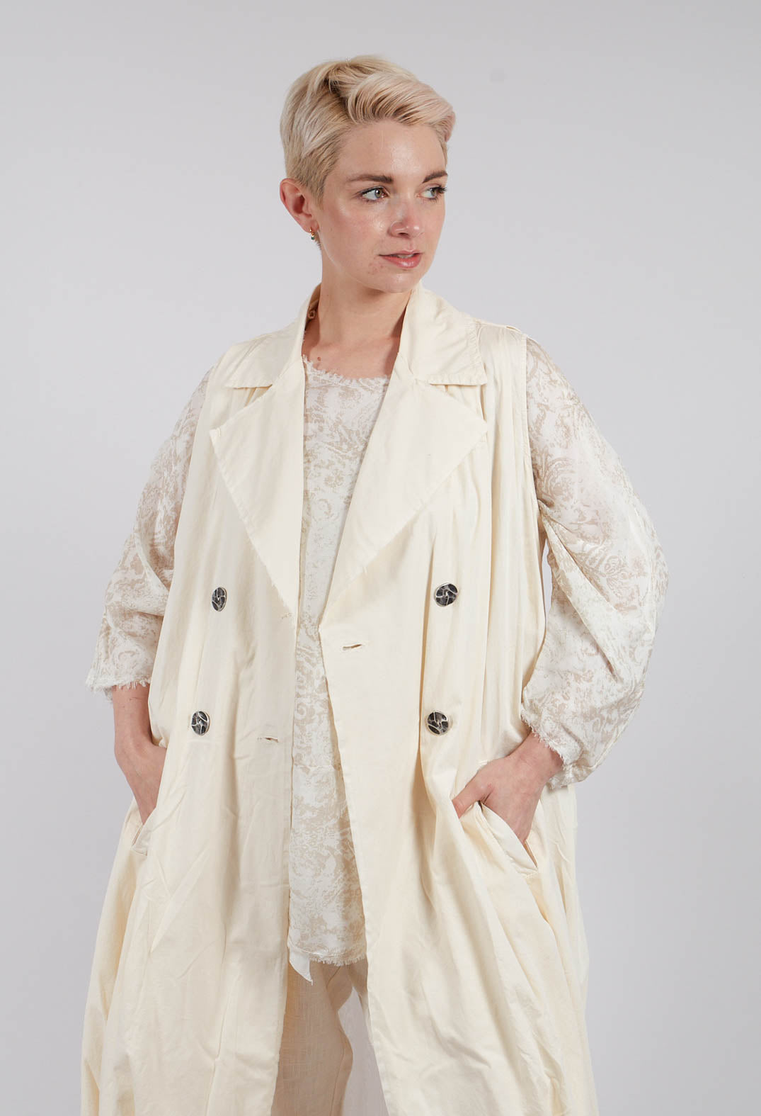 Double Breasted Gilet in Antique White