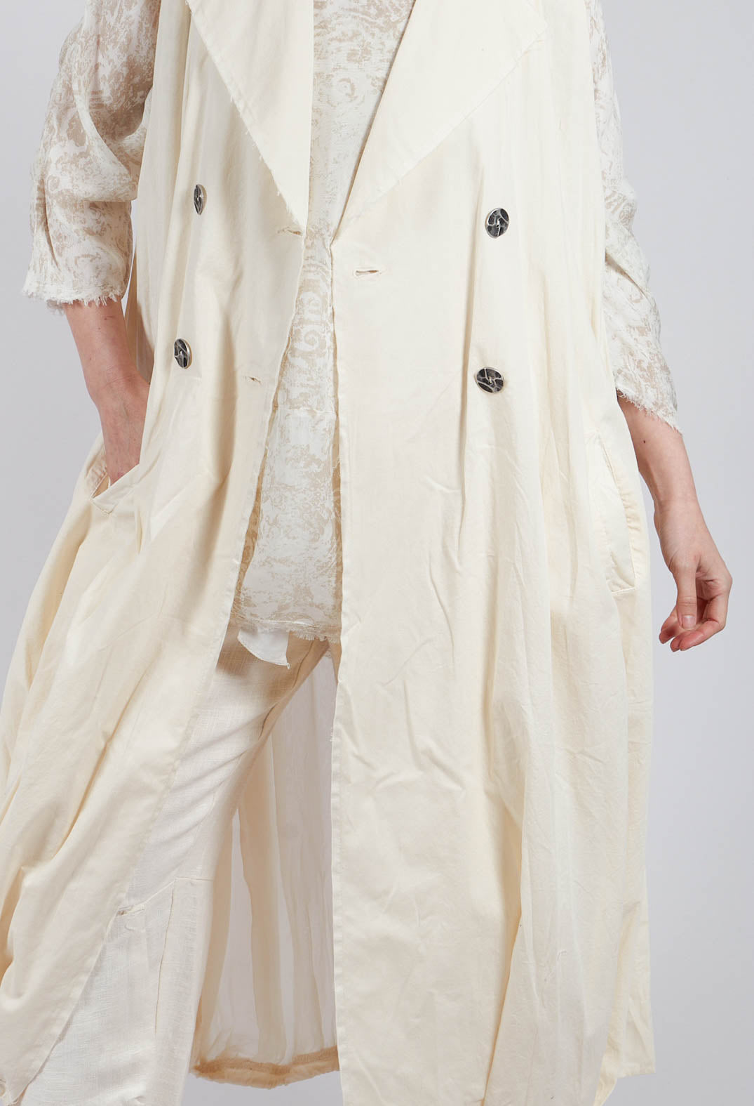 Double Breasted Gilet in Antique White