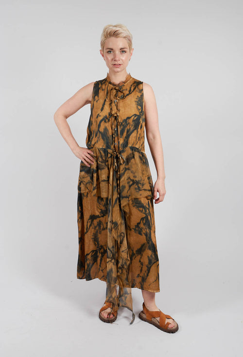 Sleeveless Dress in Marble Print Bronze Honey