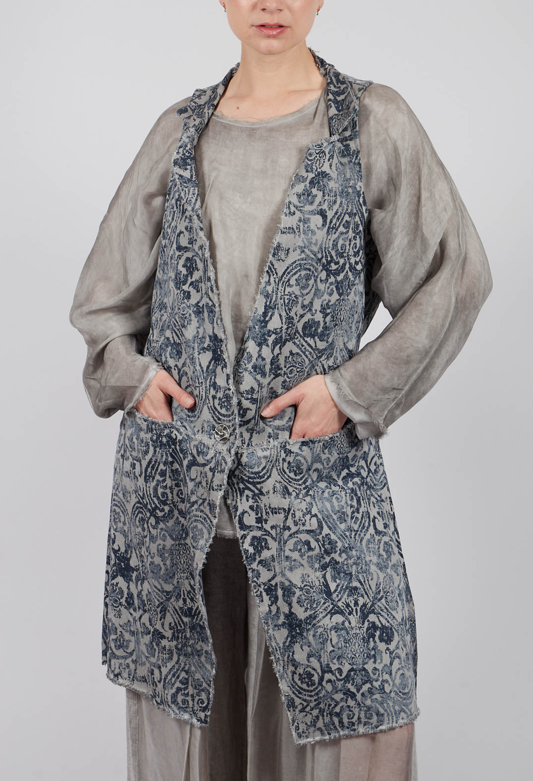 Longline Gilet in Grey Shadow
