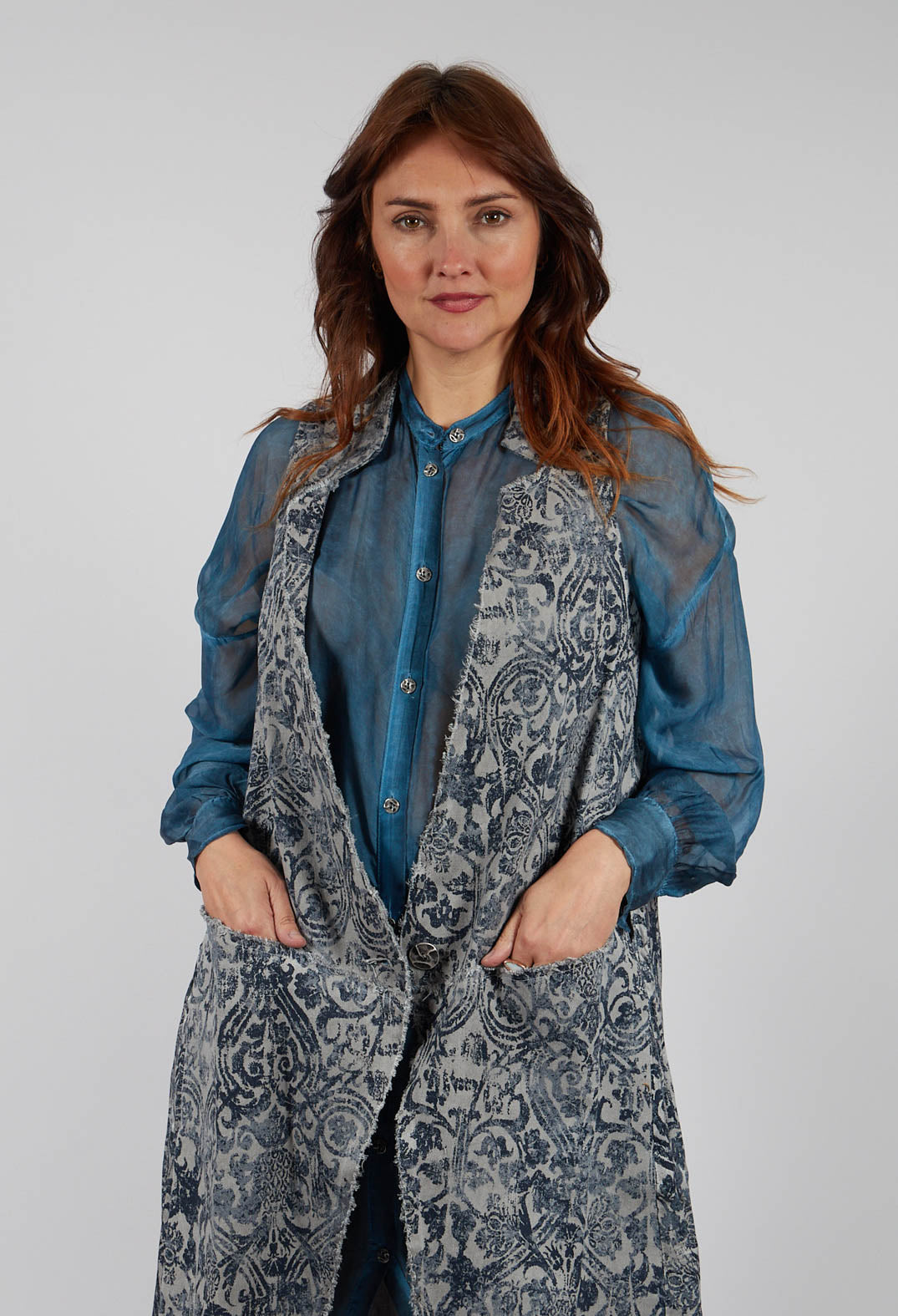 Longline Gilet in Grey Shadow