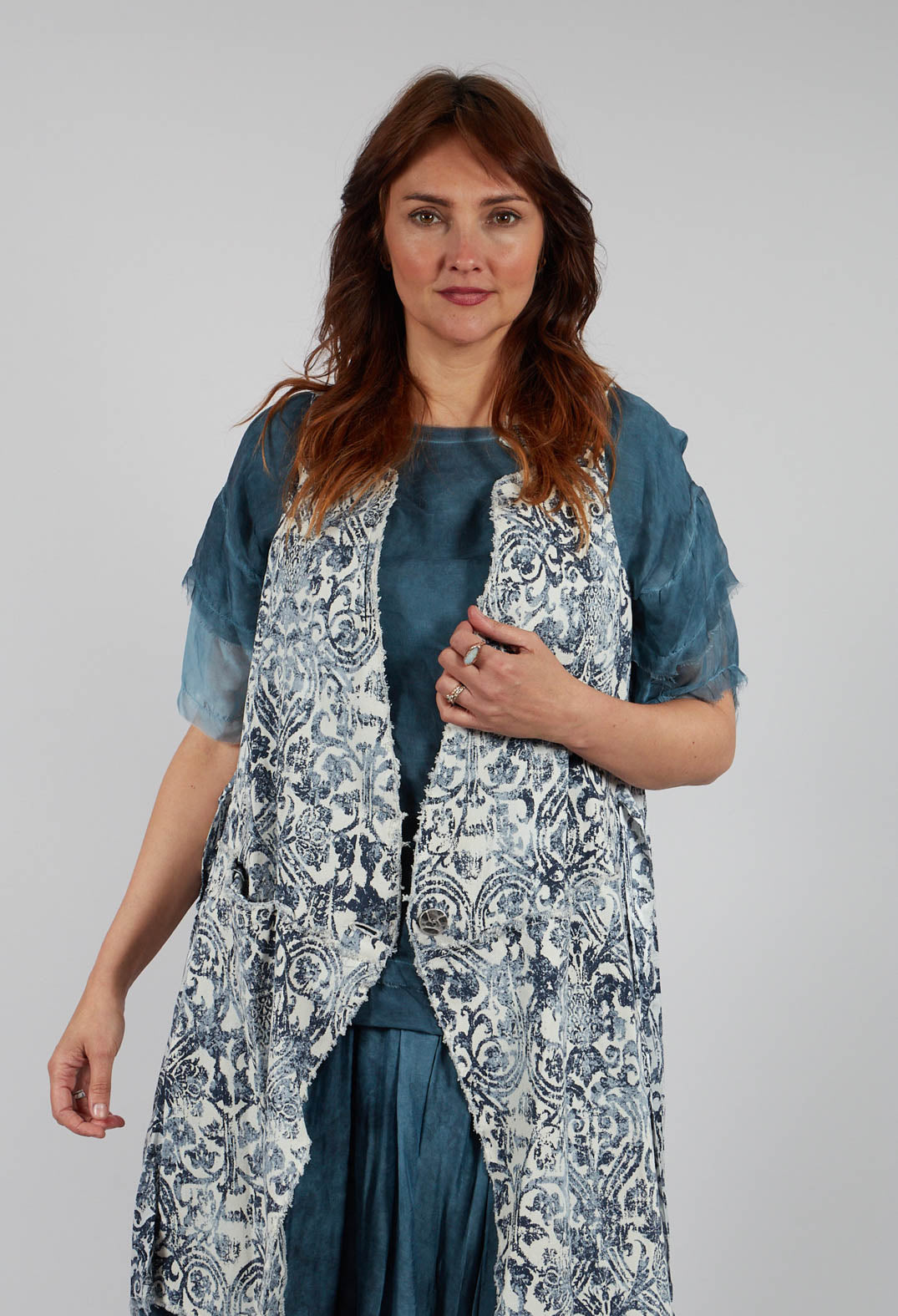 Longline Gilet in Antique White