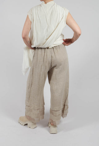 Trousers with Double Ruffle in Sand Shell