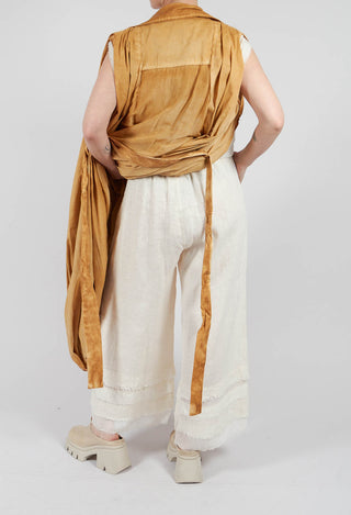 Trousers with Double Ruffle in Antique White