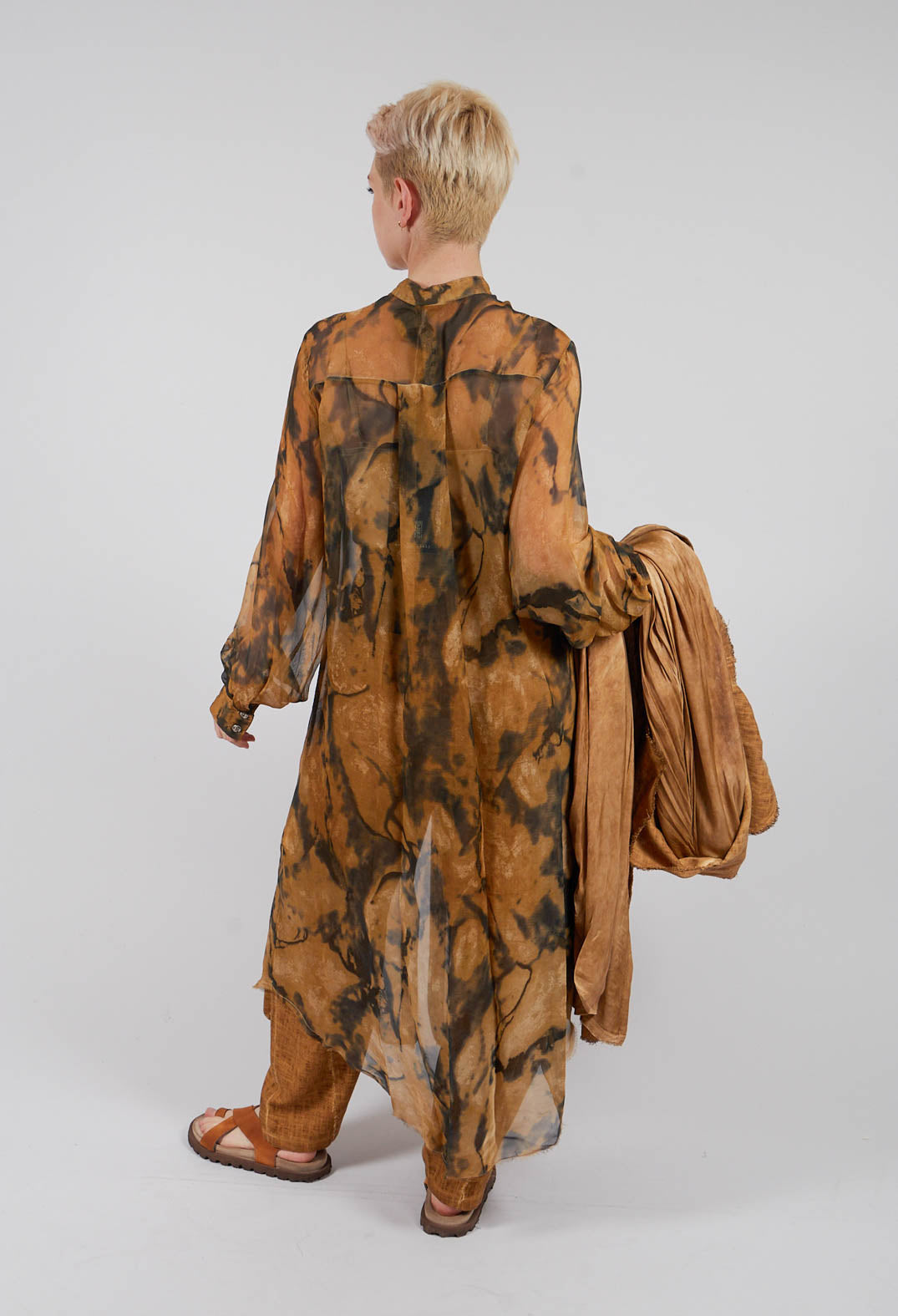 Lightweight Shirt Dress in Bronze Honey