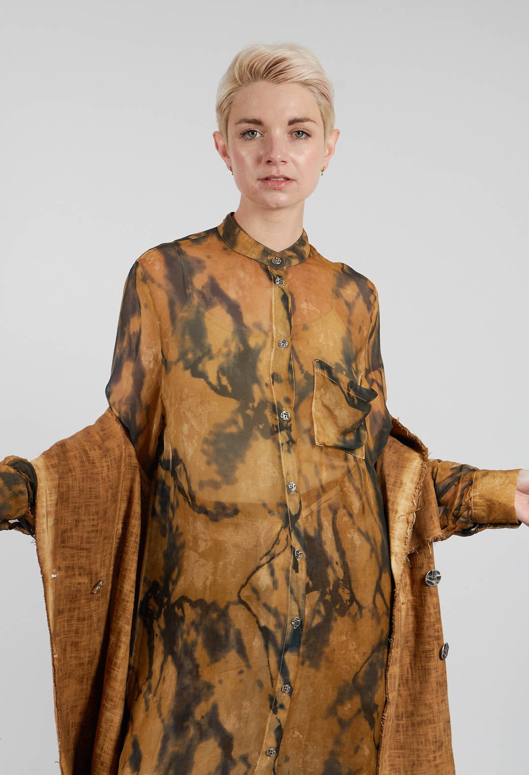 Lightweight Shirt Dress in Bronze Honey