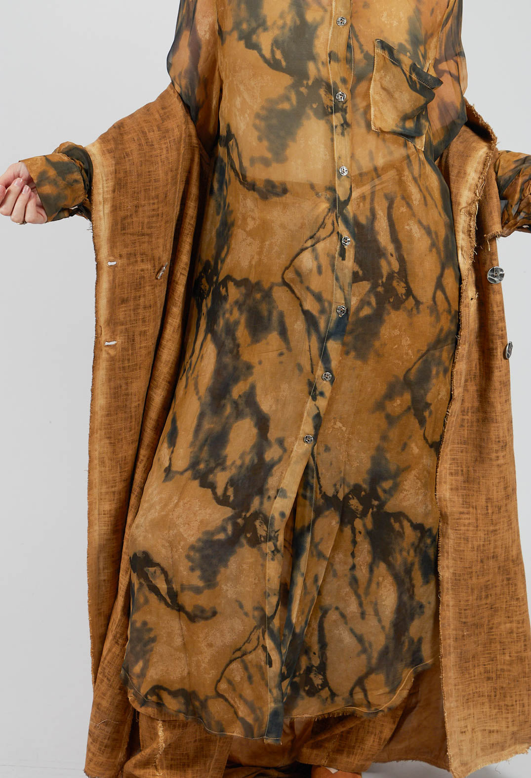 Lightweight Shirt Dress in Bronze Honey
