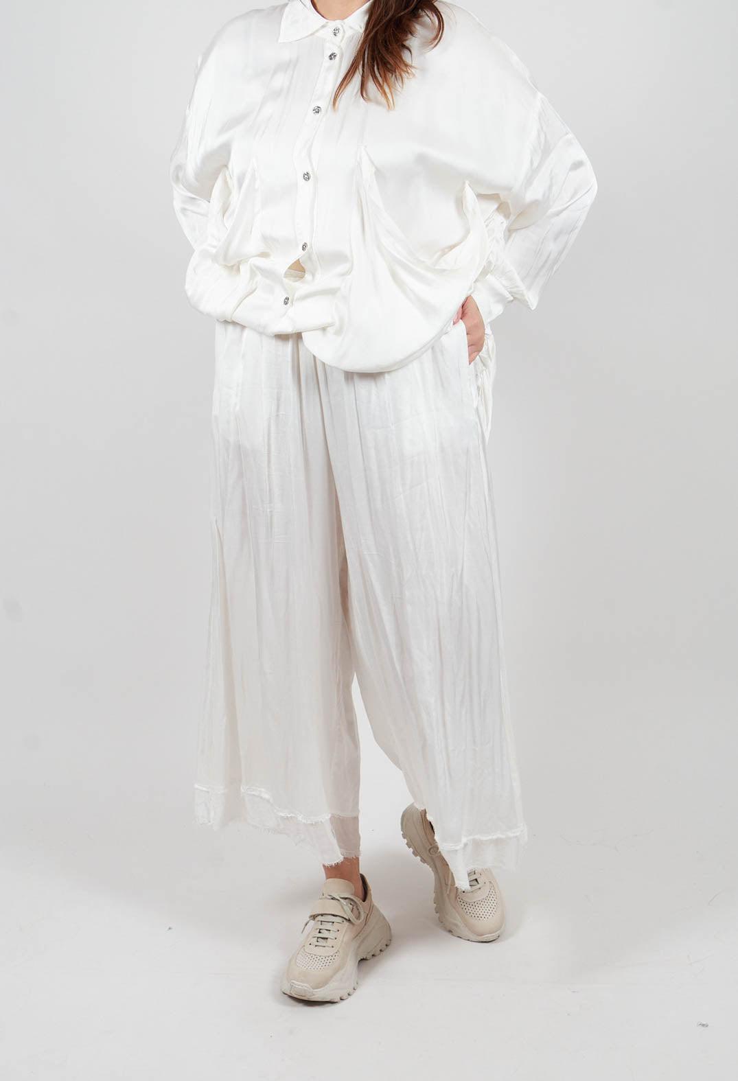Palazzo Trousers in Plain Antique White