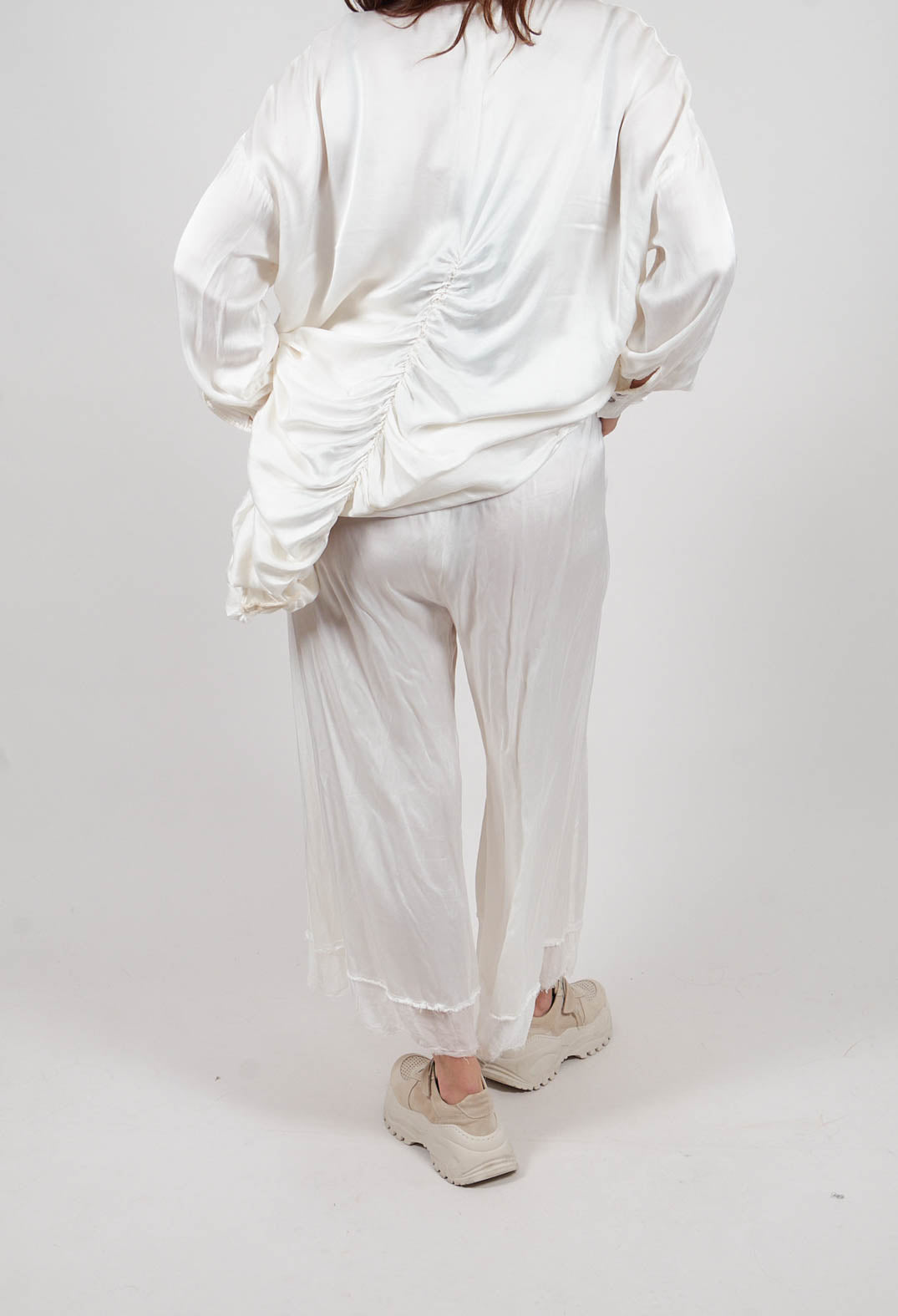 Palazzo Trousers in Plain Antique White