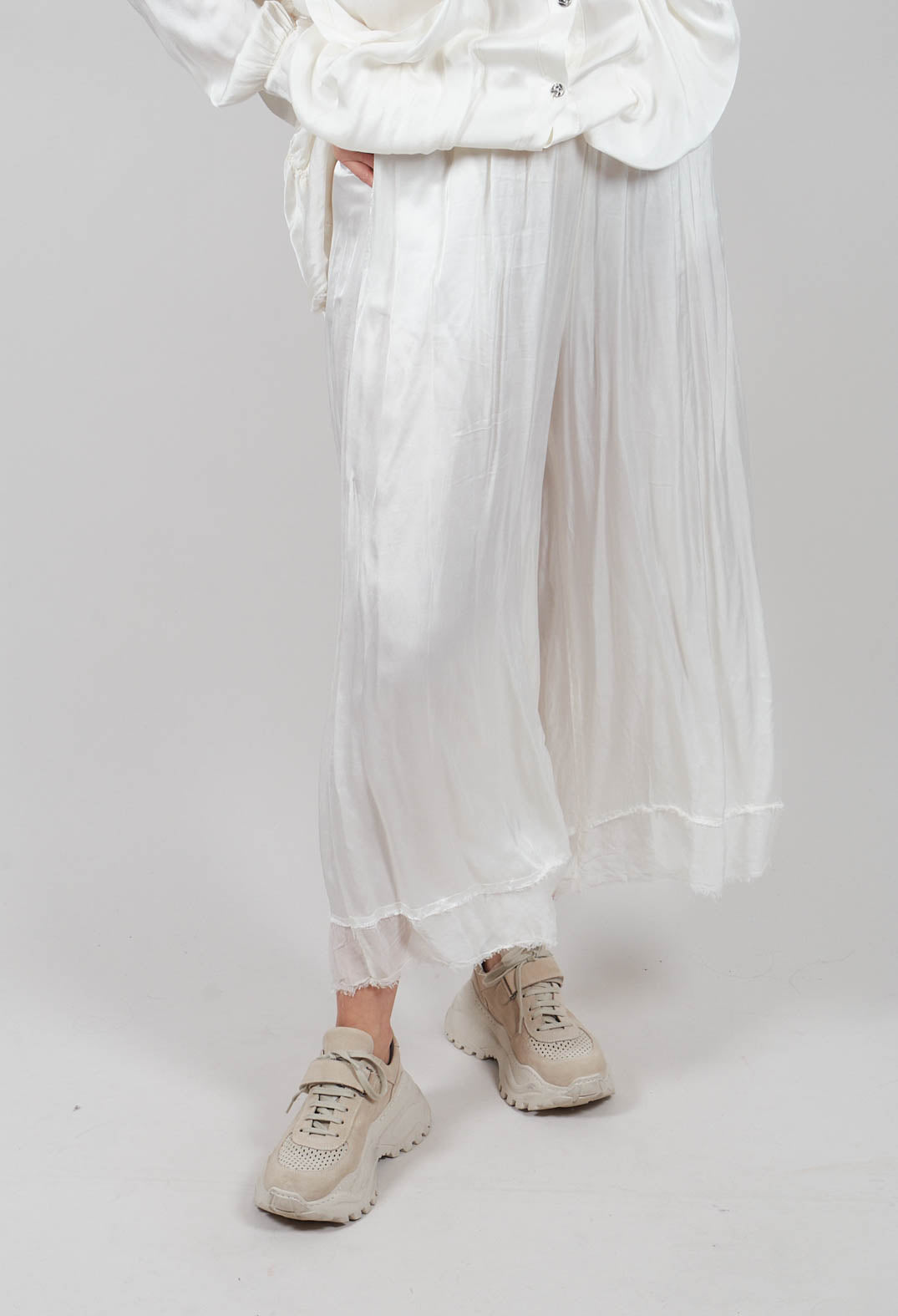 Palazzo Trousers in Plain Antique White