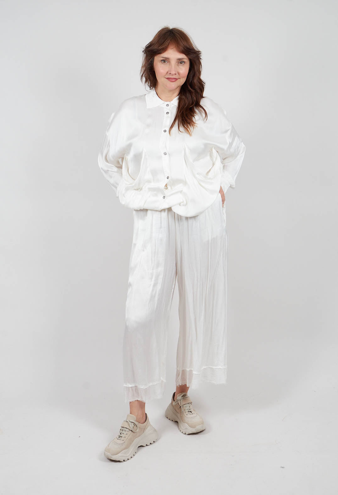 Palazzo Trousers in Plain Antique White