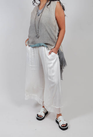 Palazzo Trousers in Plain Antique White