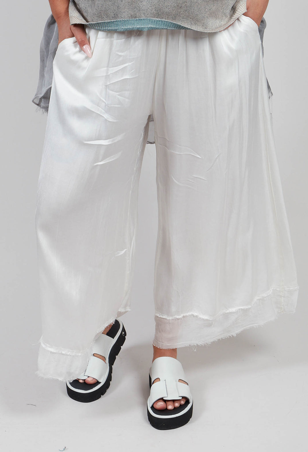 Palazzo Trousers in Plain Antique White