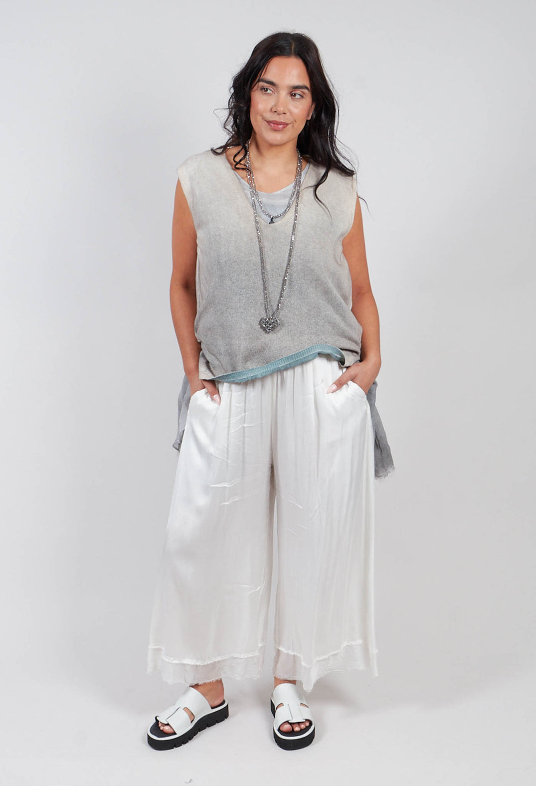 Palazzo Trousers in Plain Antique White