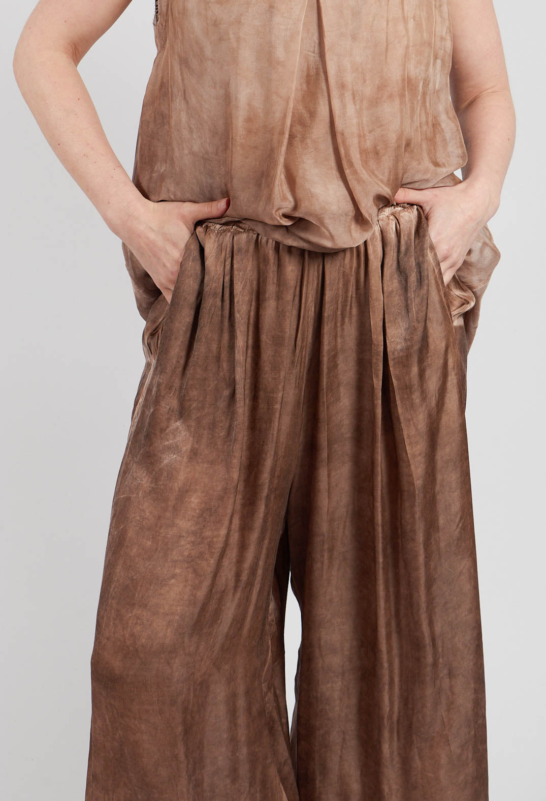 Palazzo Trousers in Plain Spicy Cinnamon