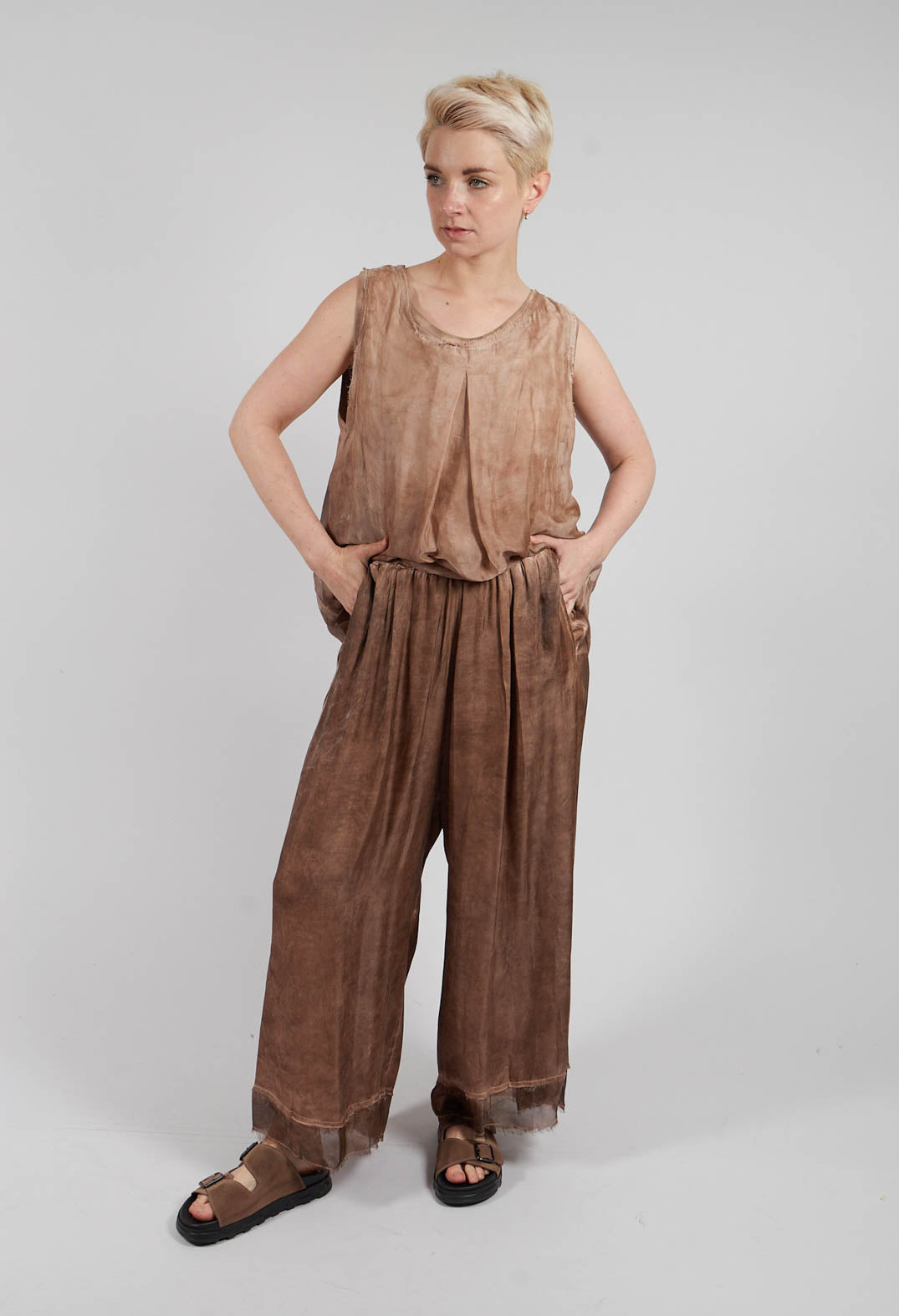 Palazzo Trousers in Plain Spicy Cinnamon