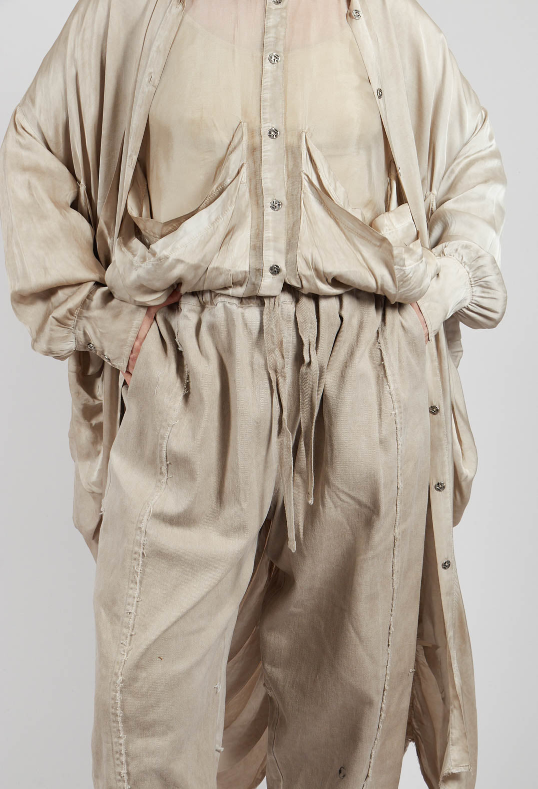 Relaxed Fit Trousers in Plain Sand Shell