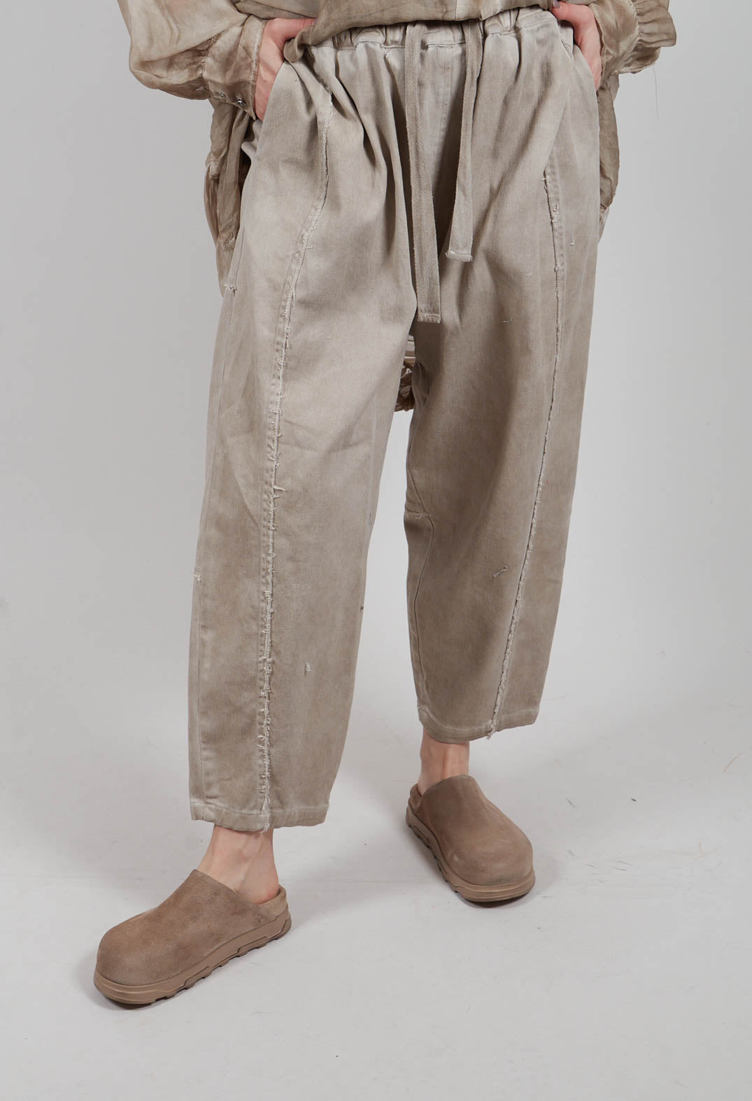 Relaxed Fit Trousers in Plain Sand Shell