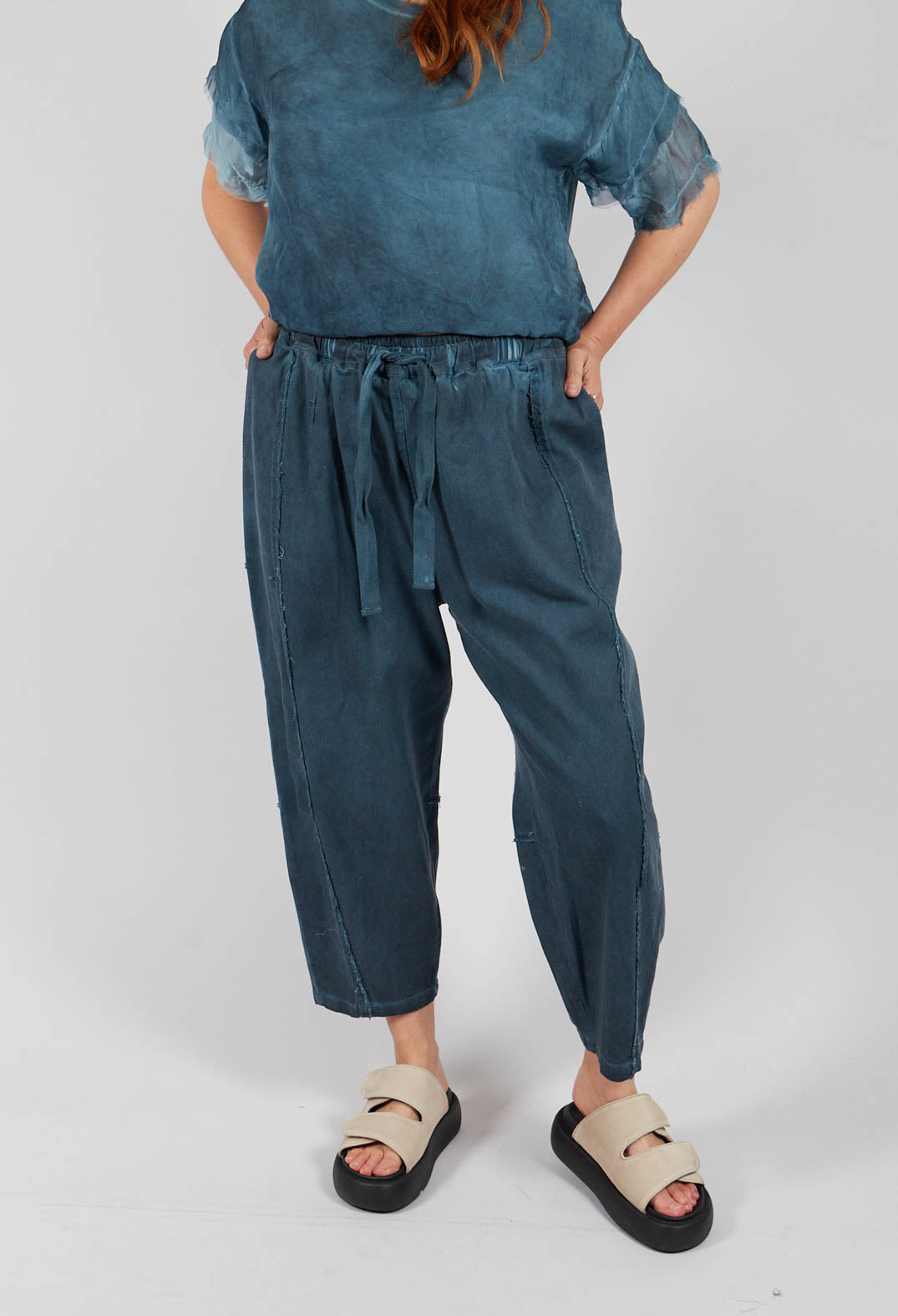 Relaxed Fit Trousers in Plain Blue Matisse