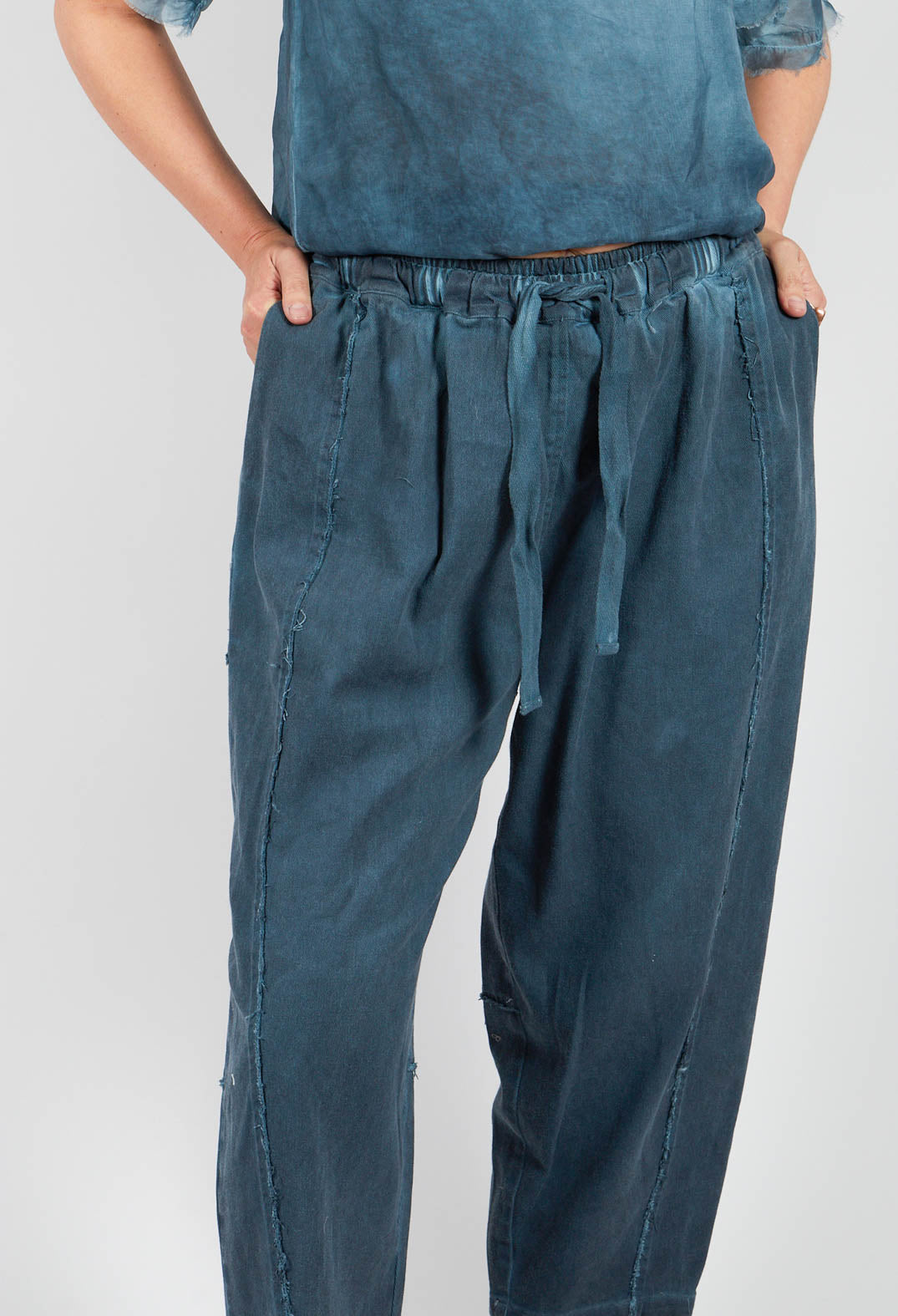 Relaxed Fit Trousers in Plain Blue Matisse