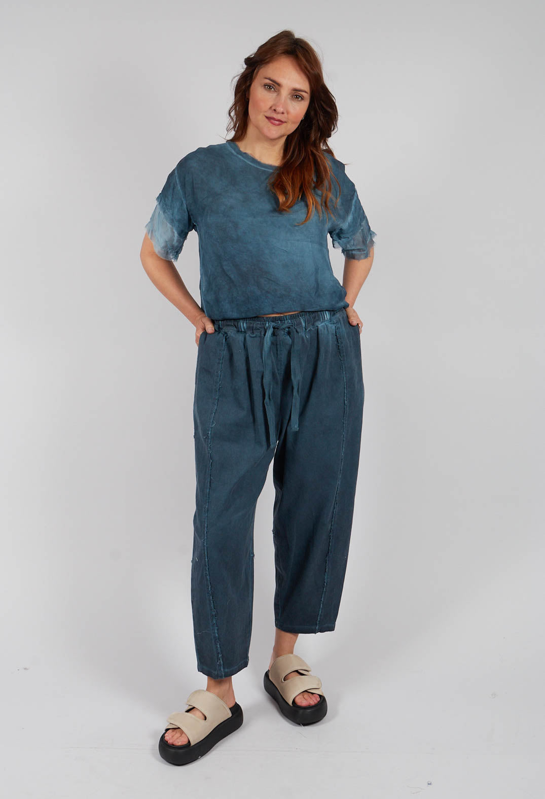 Relaxed Fit Trousers in Plain Blue Matisse