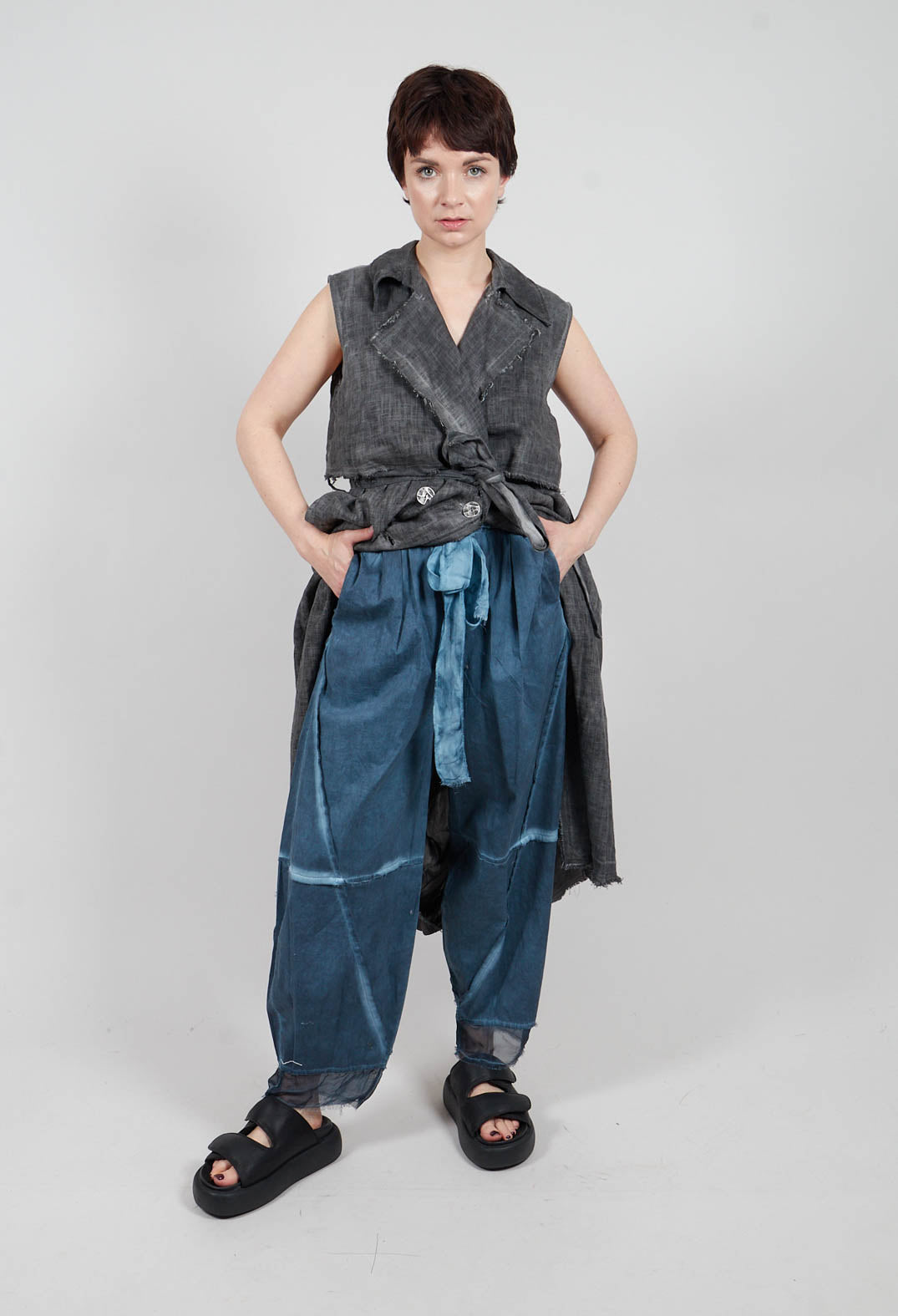 Relaxed Fit Trousers in Plain Blue Matisse