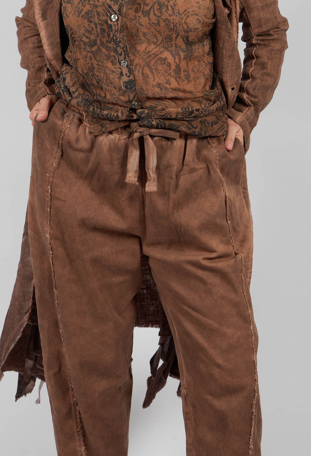 Relaxed Fit Trousers in Plain Spicy Cinnamon