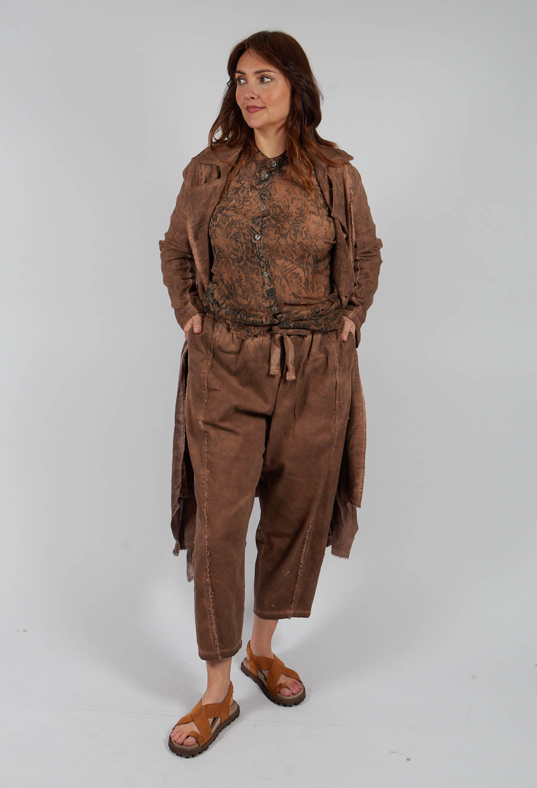 Relaxed Fit Trousers in Plain Spicy Cinnamon