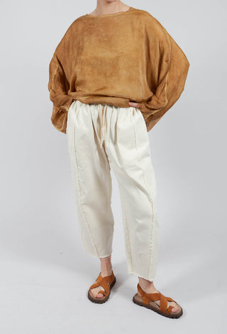 Relaxed Tapered Leg Trousers in Antique White