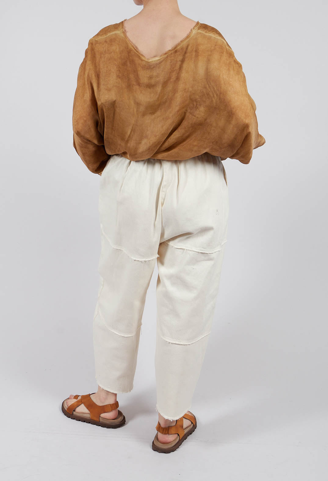 Relaxed Tapered Leg Trousers in Antique White