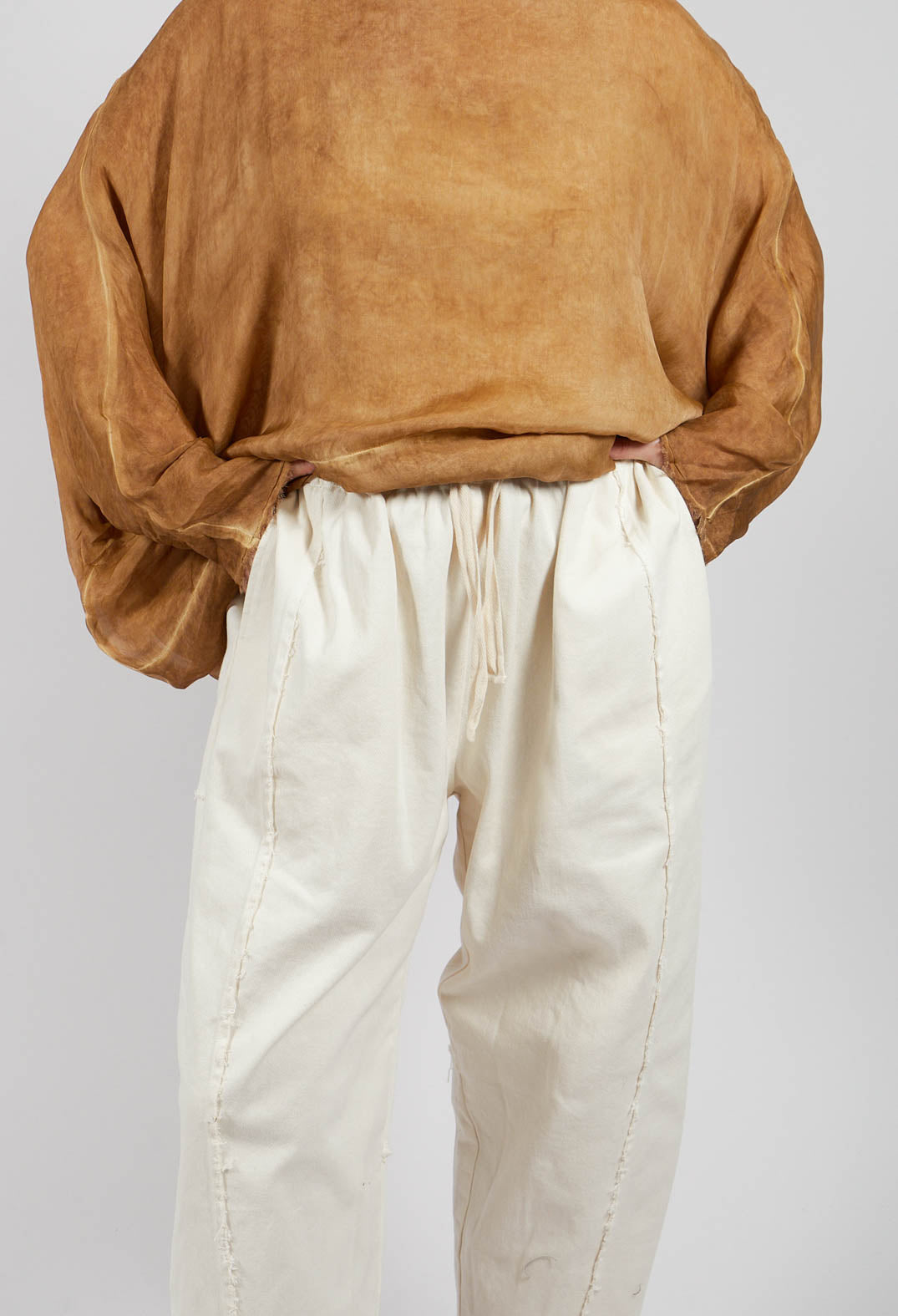 Relaxed Tapered Leg Trousers in Antique White