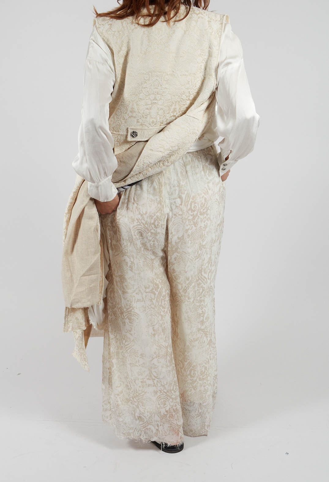 Wide Leg Palazzo Trousers in Antique White