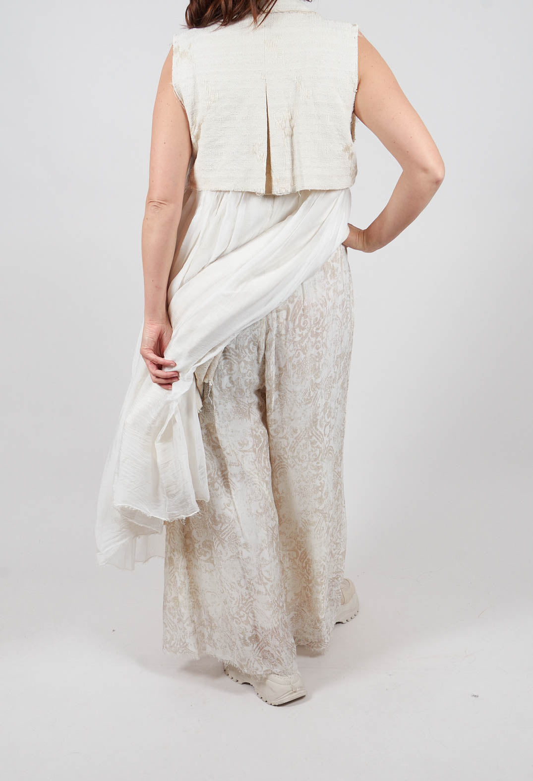 Wide Leg Palazzo Trousers in Antique White