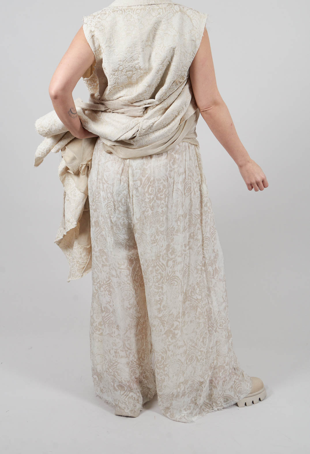 Wide Leg Palazzo Trousers in Antique White