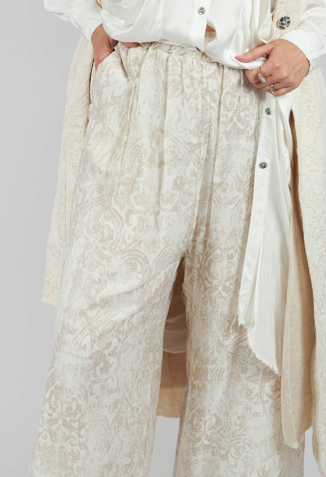 Wide Leg Palazzo Trousers in Antique White