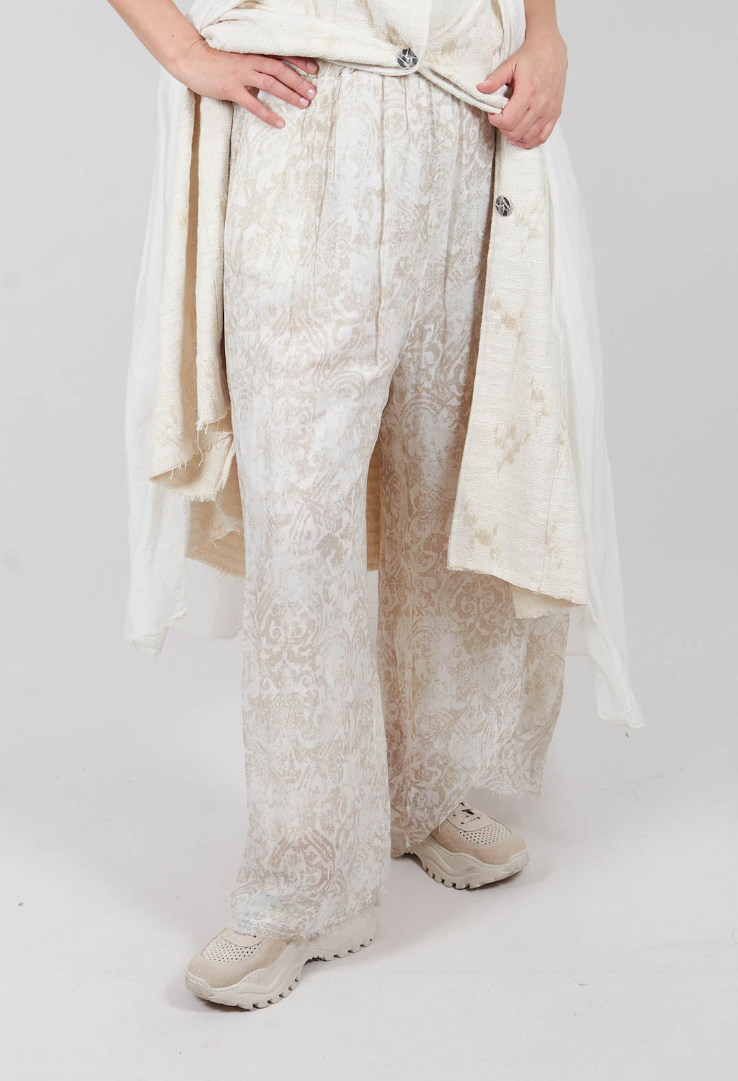 Wide Leg Palazzo Trousers in Antique White