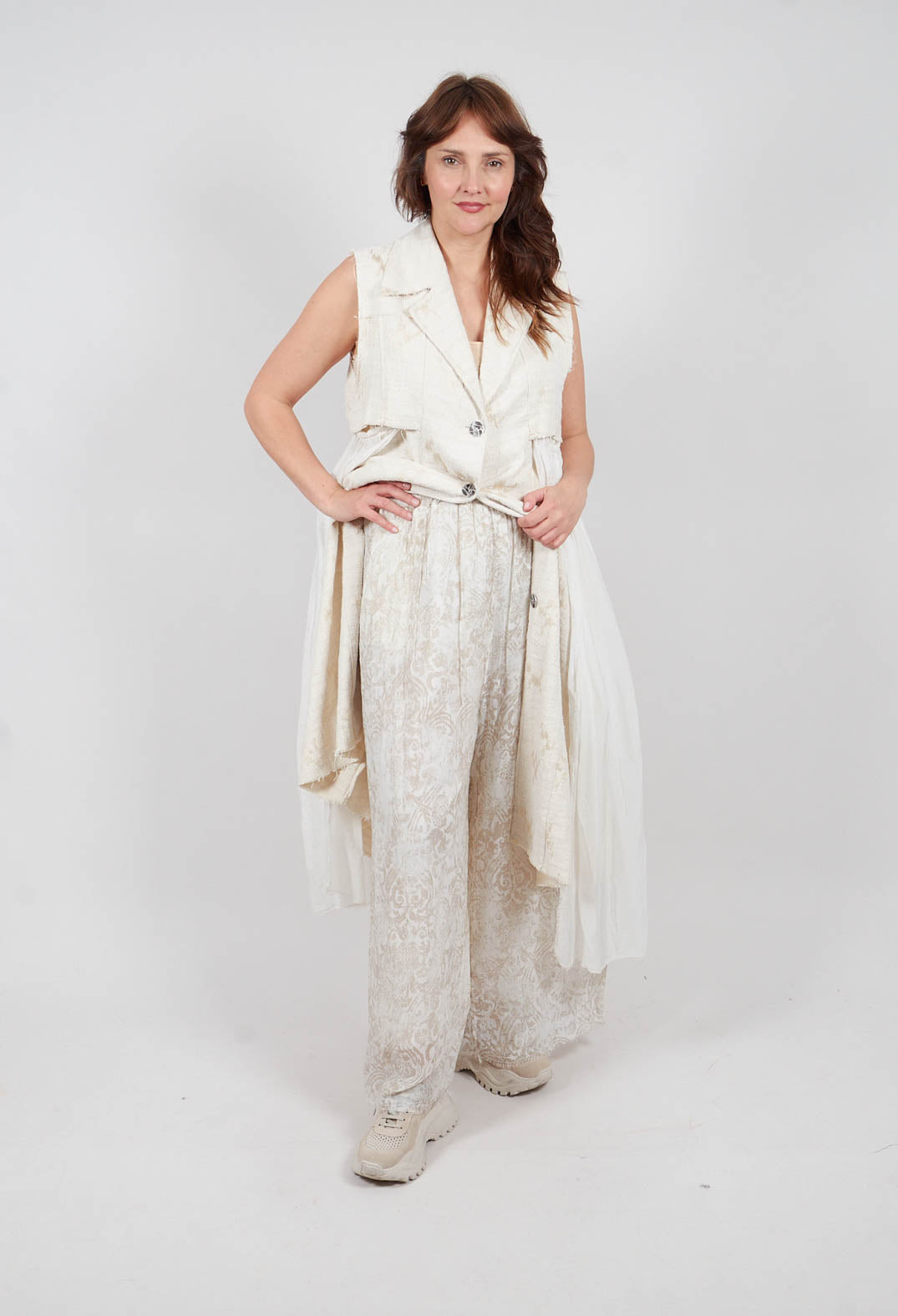 Wide Leg Palazzo Trousers in Antique White