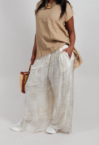 Wide Leg Palazzo Trousers in Antique White