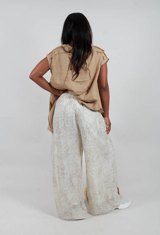 Wide Leg Palazzo Trousers in Antique White