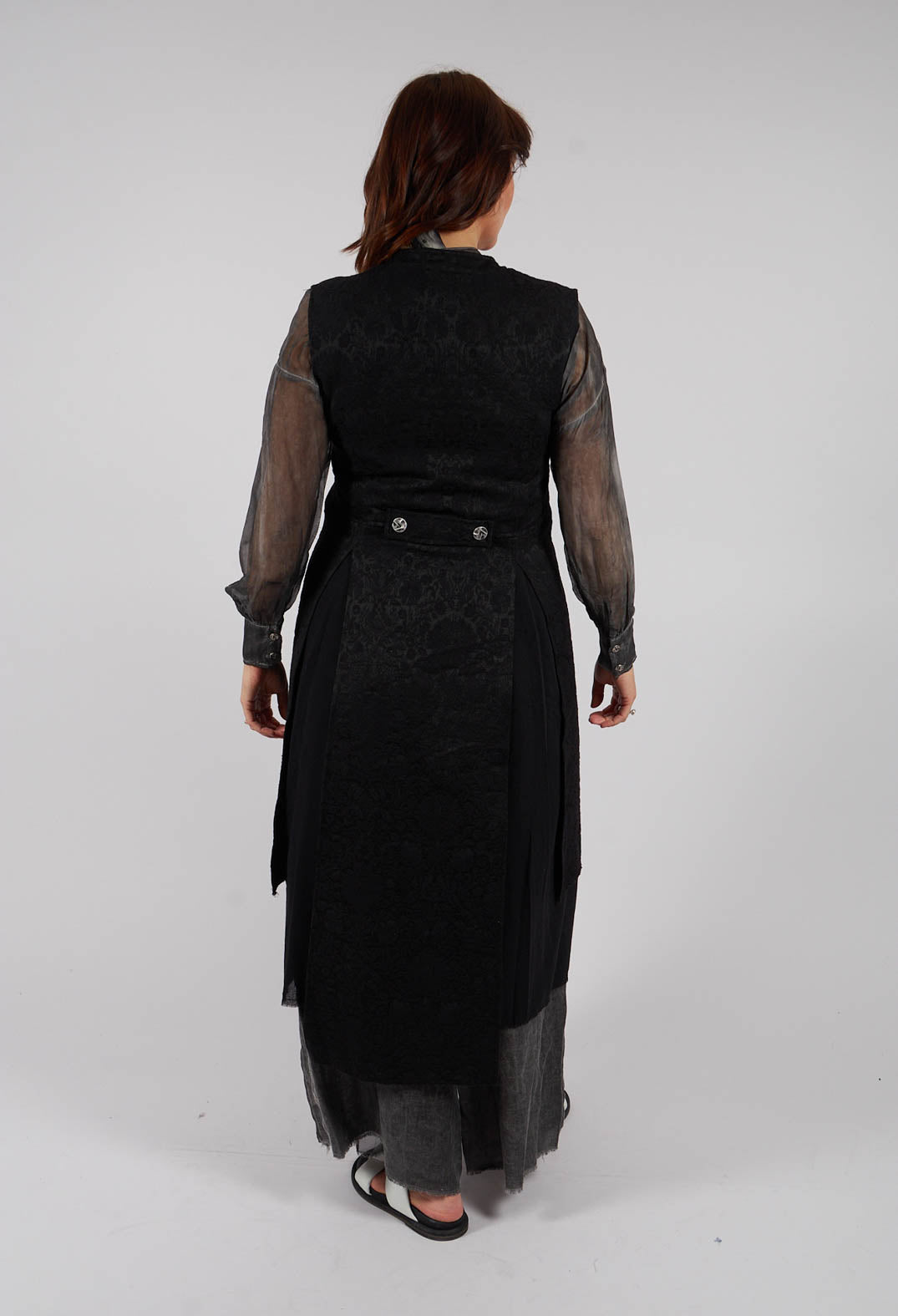 Asymmetric Long Gilet in Black
