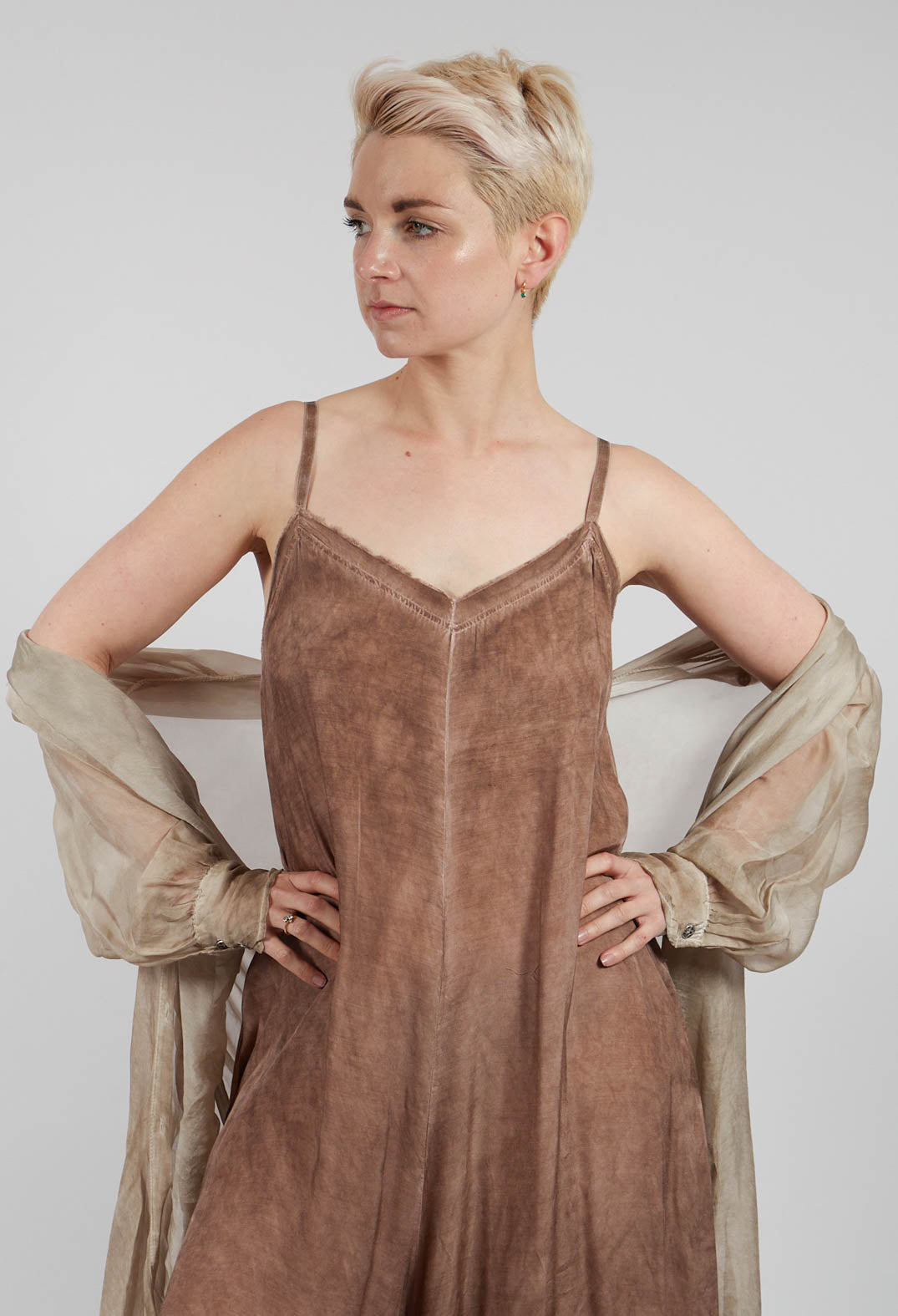 Satin Jumpsuit in Spicy Cinnamon