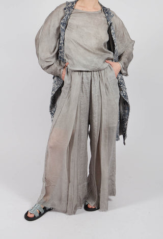 Linen Palazzo Trousers in Grey Shadow
